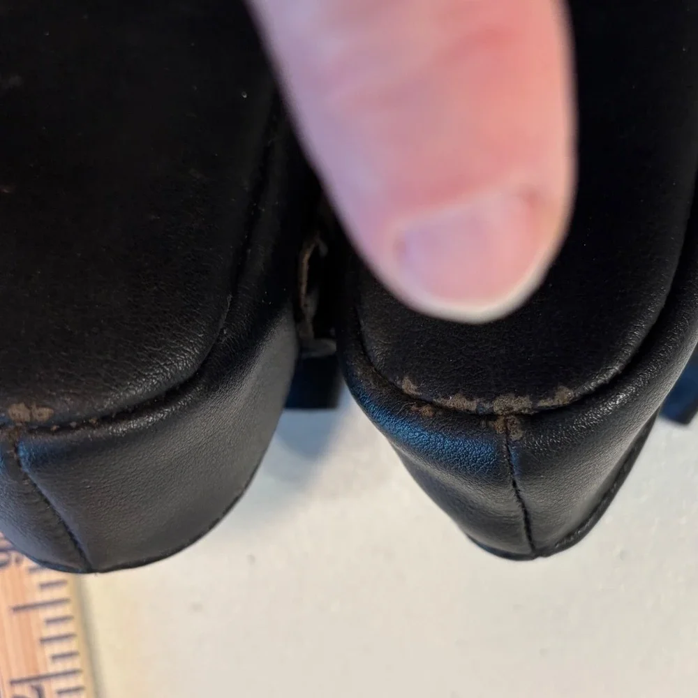 Baby Girl Black‎ Bow Mary Jane Shoes 9-12 Months Gold Hearts Infant Slip On EUC